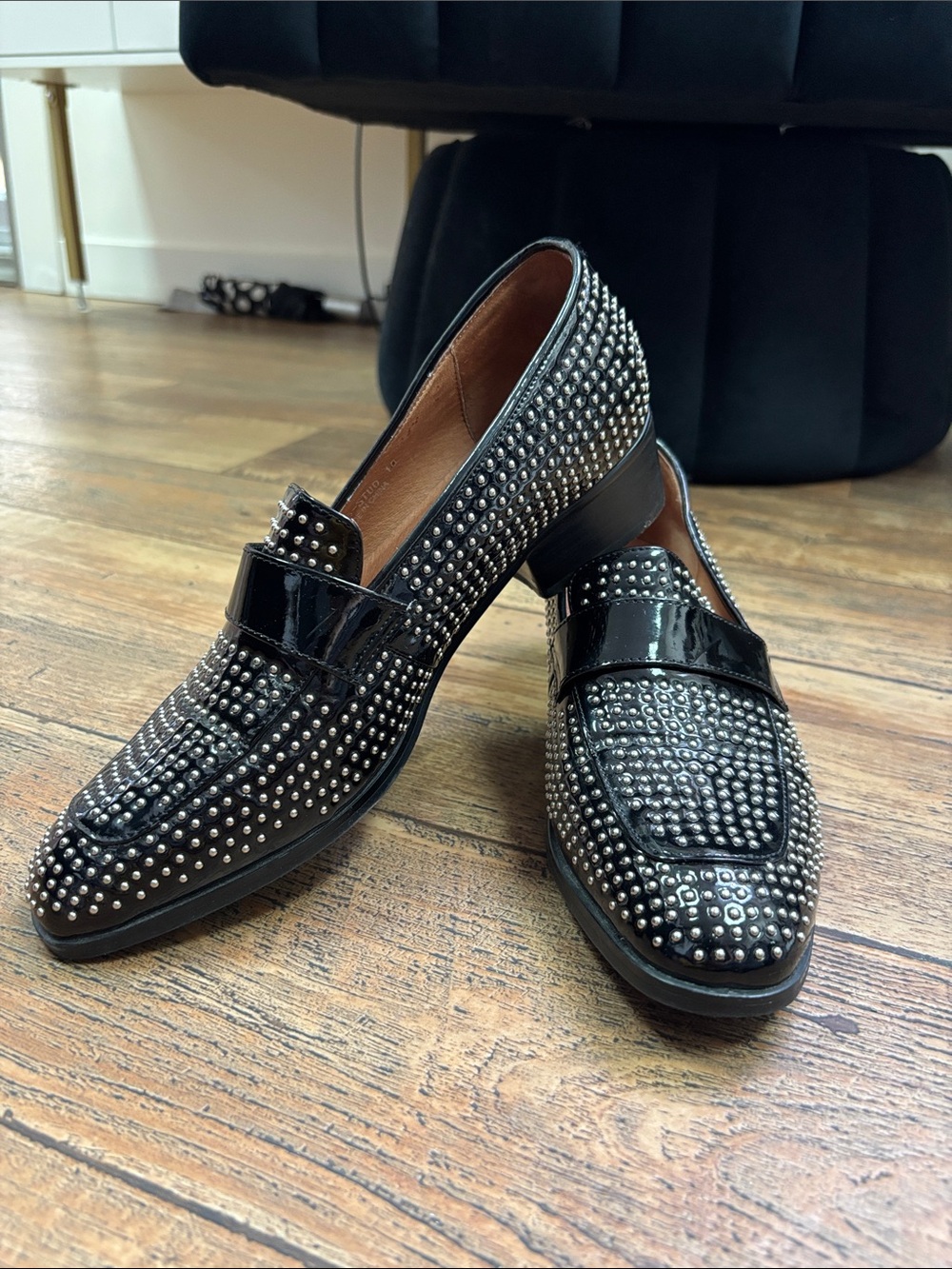 Black Studded Jeffrey Campbell women’s Loafers - Designer Style